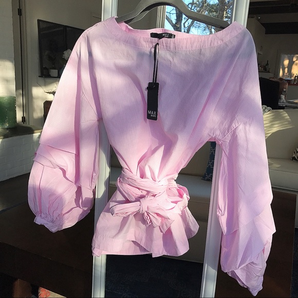 LAST ONE ‼️ S/S Pink Wrap Puffy Sleeve Blouse 👚 - Picture 3 of 8